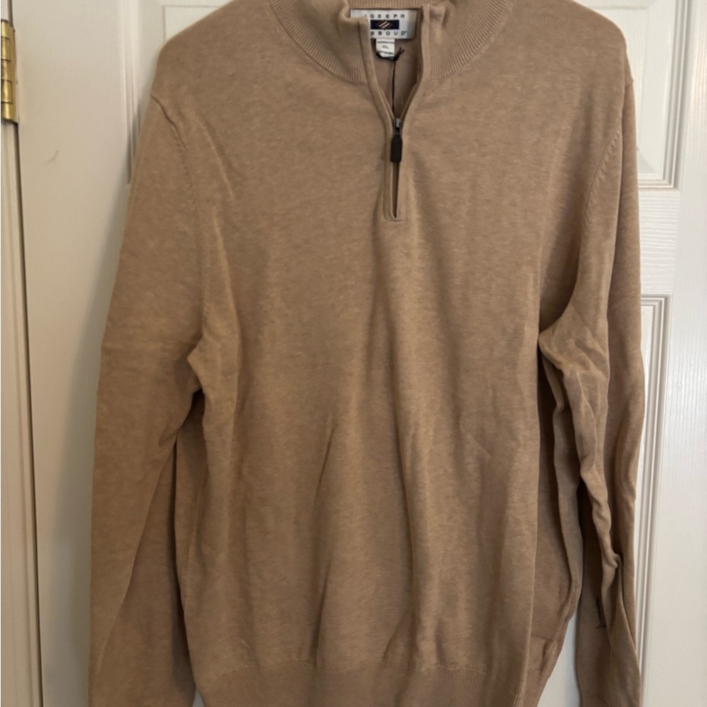 Joseph Abboud Beige Zip-Up Sweater